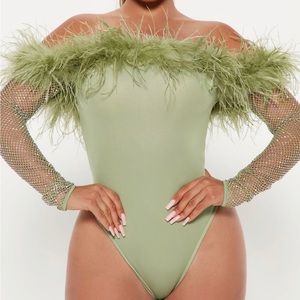 All things expensive fashion nova feather bodysuit